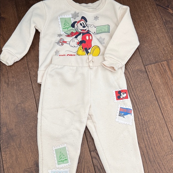 Disney Other - Disney Cream and Red Mickey Mouse Kids Matching Set